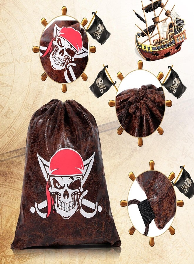 RICHNESS Pirate Drawstring Backpack - 10x12 Inches Medieval Faux Leather Skull Loot Bags for Pirate Adventure Party Favor Pack of 6 - Image 5